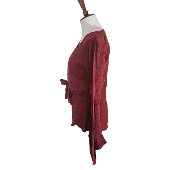 Rue Stiic Cardigan 100% Cotton Burgundy Medium Y2k Bow Tie Front  NWT - Picture 3 of 8